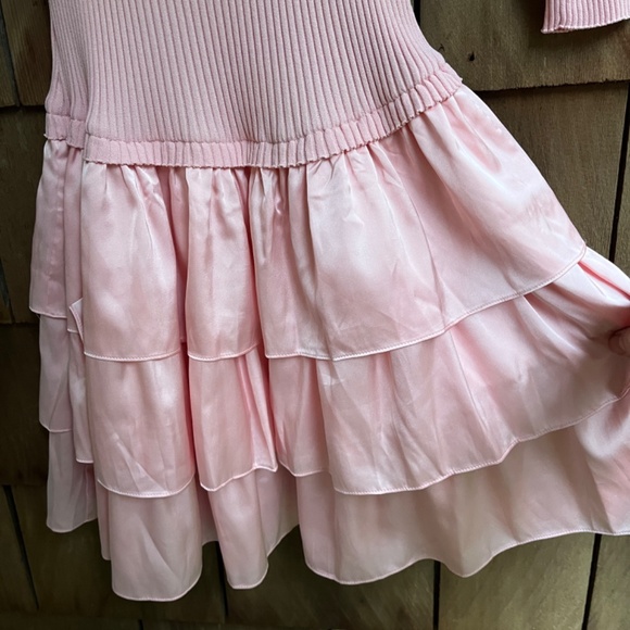 Bebe Off The Shoulder Ribbed Top Tiered Skirt Rose Dress Size L - Picture 10 of 12